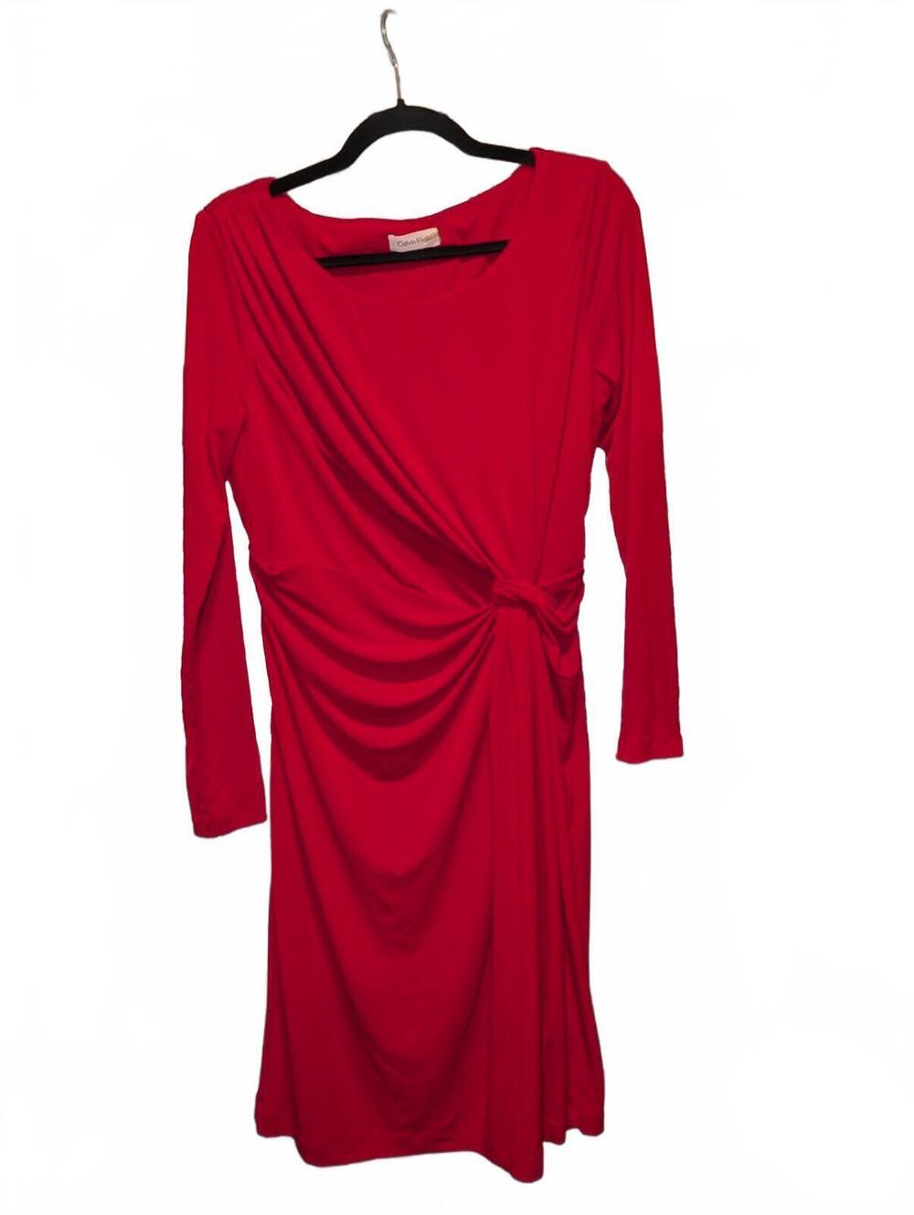 Calvin Klein Red Faux Wrap Dress Size 12